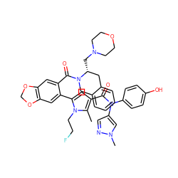 Cc1c(C(=O)N(c2ccc(O)cc2)c2cnn(C)c2)cc(-c2cc3c(cc2C(=O)N2Cc4ccccc4C[C@H]2CN2CCOCC2)OCO3)n1CCF ZINC000261104652