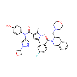 Cc1c(C(=O)N(c2ccc(O)cc2)c2cnn(C3COC3)c2)cc(-c2cc(F)ccc2C(=O)N2Cc3ccccc3C[C@H]2CN2CCOCC2)n1C ZINC000261134169