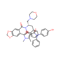 Cc1c(C(=O)N(c2ccccc2)c2ccc(O)cc2)cc(-c2cc3c(cc2C(=O)N2Cc4ccccc4C[C@H]2CN2CCOCC2)OCO3)n1C ZINC000261080477