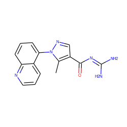 Cc1c(C(=O)N=C(N)N)cnn1-c1cccc2ncccc12 ZINC000027886000