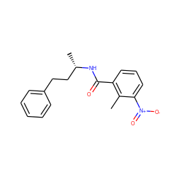 Cc1c(C(=O)N[C@@H](C)CCc2ccccc2)cccc1[N+](=O)[O-] ZINC000000073798