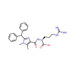 Cc1c(C(=O)N[C@@H](CCCNC(=N)N)C(=O)O)nc(C(c2ccccc2)c2ccccc2)n1C ZINC000299837065