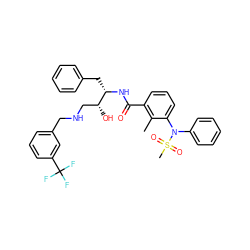 Cc1c(C(=O)N[C@@H](Cc2ccccc2)[C@H](O)CNCc2cccc(C(F)(F)F)c2)cccc1N(c1ccccc1)S(C)(=O)=O ZINC000058598720