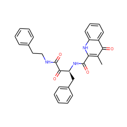 Cc1c(C(=O)N[C@@H](Cc2ccccc2)C(=O)C(=O)NCCc2ccccc2)[nH]c2ccccc2c1=O ZINC000028979732