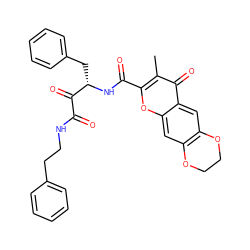 Cc1c(C(=O)N[C@@H](Cc2ccccc2)C(=O)C(=O)NCCc2ccccc2)oc2cc3c(cc2c1=O)OCCO3 ZINC000028524961