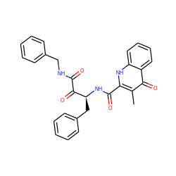 Cc1c(C(=O)N[C@@H](Cc2ccccc2)C(=O)C(=O)NCc2ccccc2)[nH]c2ccccc2c1=O ZINC000028979709