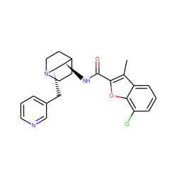 Cc1c(C(=O)N[C@@H]2C3CCN(CC3)[C@H]2Cc2cccnc2)oc2c(Cl)cccc12 ZINC000095573368