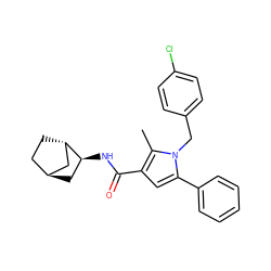 Cc1c(C(=O)N[C@H]2C[C@H]3CC[C@H]2C3)cc(-c2ccccc2)n1Cc1ccc(Cl)cc1 ZINC000261161896