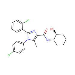 Cc1c(C(=O)N[C@H]2CCCC[C@@H]2O)nc(-c2ccccc2Cl)n1-c1ccc(Cl)cc1 ZINC000028702518