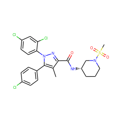 Cc1c(C(=O)N[C@H]2CCCN(S(C)(=O)=O)C2)nn(-c2ccc(Cl)cc2Cl)c1-c1ccc(Cl)cc1 ZINC000084654182