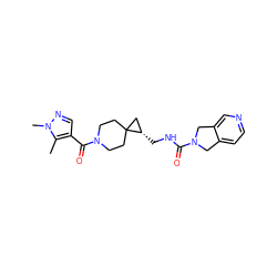 Cc1c(C(=O)N2CCC3(CC2)C[C@@H]3CNC(=O)N2Cc3ccncc3C2)cnn1C ZINC000225046713