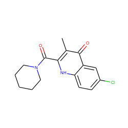 Cc1c(C(=O)N2CCCCC2)[nH]c2ccc(Cl)cc2c1=O ZINC001772586370