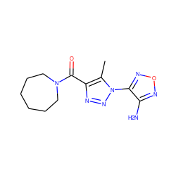 Cc1c(C(=O)N2CCCCCC2)nnn1-c1nonc1N ZINC000000076695