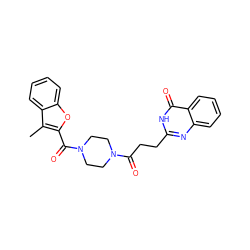 Cc1c(C(=O)N2CCN(C(=O)CCc3nc4ccccc4c(=O)[nH]3)CC2)oc2ccccc12 ZINC000103229414