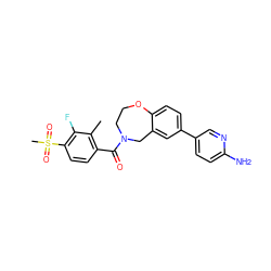 Cc1c(C(=O)N2CCOc3ccc(-c4ccc(N)nc4)cc3C2)ccc(S(C)(=O)=O)c1F ZINC000095550928