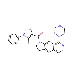 Cc1c(C(=O)N2CCc3cc4ccnc(N5CCN(C)CC5)c4cc32)cnn1-c1ccccc1 ZINC000001494085