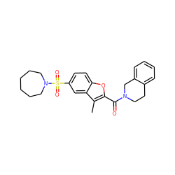 Cc1c(C(=O)N2CCc3ccccc3C2)oc2ccc(S(=O)(=O)N3CCCCCC3)cc12 ZINC000002459703