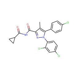 Cc1c(C(=O)NC(=O)C2CC2)nn(-c2ccc(Cl)cc2Cl)c1-c1ccc(Cl)cc1 ZINC000040938491