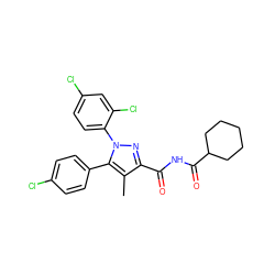 Cc1c(C(=O)NC(=O)C2CCCCC2)nn(-c2ccc(Cl)cc2Cl)c1-c1ccc(Cl)cc1 ZINC000042887348