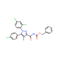 Cc1c(C(=O)NC(=O)OCc2ccccc2)nn(-c2ccc(Cl)cc2Cl)c1-c1ccc(Cl)cc1 ZINC000040943513