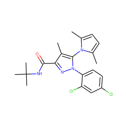 Cc1c(C(=O)NC(C)(C)C)nn(-c2ccc(Cl)cc2Cl)c1-n1c(C)ccc1C ZINC000066259438