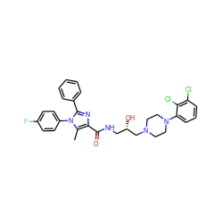 Cc1c(C(=O)NC[C@H](O)CN2CCN(c3cccc(Cl)c3Cl)CC2)nc(-c2ccccc2)n1-c1ccc(F)cc1 ZINC000072105173