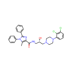 Cc1c(C(=O)NC[C@H](O)CN2CCN(c3cccc(Cl)c3Cl)CC2)nc(-c2ccccc2)n1-c1ccccc1 ZINC000072106808