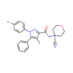 Cc1c(C(=O)NC2(C#N)CCOCC2)nn(-c2ccc(Br)cc2)c1-c1ccccc1 ZINC000071319096