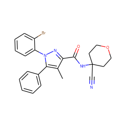 Cc1c(C(=O)NC2(C#N)CCOCC2)nn(-c2ccccc2Br)c1-c1ccccc1 ZINC000071317601