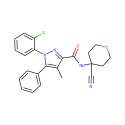 Cc1c(C(=O)NC2(C#N)CCOCC2)nn(-c2ccccc2Cl)c1-c1ccccc1 ZINC000071319213