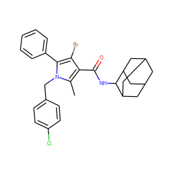 Cc1c(C(=O)NC2C3CC4CC(C3)CC2C4)c(Br)c(-c2ccccc2)n1Cc1ccc(Cl)cc1 ZINC000042888553