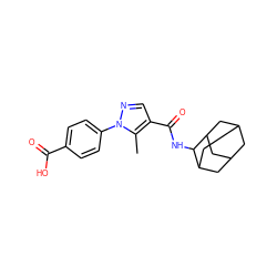 Cc1c(C(=O)NC2C3CC4CC(C3)CC2C4)cnn1-c1ccc(C(=O)O)cc1 ZINC000095579240