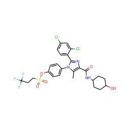 Cc1c(C(=O)NC2CCC(O)CC2)nc(-c2ccc(Cl)cc2Cl)n1-c1ccc(OS(=O)(=O)CCC(F)(F)F)cc1 ZINC000137117840