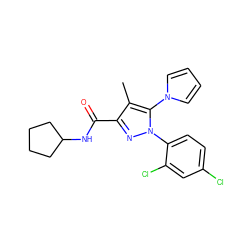 Cc1c(C(=O)NC2CCCC2)nn(-c2ccc(Cl)cc2Cl)c1-n1cccc1 ZINC000045302905