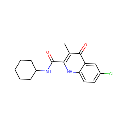 Cc1c(C(=O)NC2CCCCC2)[nH]c2ccc(Cl)cc2c1=O ZINC001772575255