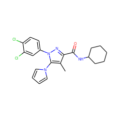 Cc1c(C(=O)NC2CCCCC2)nn(-c2ccc(Cl)c(Cl)c2)c1-n1cccc1 ZINC000014975695