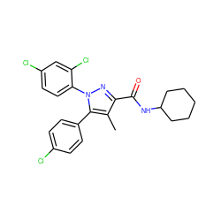 Cc1c(C(=O)NC2CCCCC2)nn(-c2ccc(Cl)cc2Cl)c1-c1ccc(Cl)cc1 ZINC000013474258