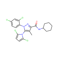 Cc1c(C(=O)NC2CCCCC2)nn(-c2ccc(Cl)cc2Cl)c1-n1c(Cl)ccc1Cl ZINC000073129854