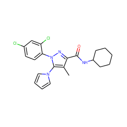 Cc1c(C(=O)NC2CCCCC2)nn(-c2ccc(Cl)cc2Cl)c1-n1cccc1 ZINC000014975678