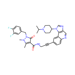 Cc1c(C(=O)NCC#Cc2ccc3ncc4ncn(C5CCN(C(C)C)CC5)c4c3c2)c(=O)n(Cc2ccc(F)c(F)c2)n1C ZINC000149585456