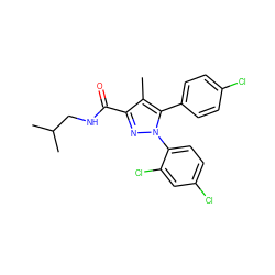 Cc1c(C(=O)NCC(C)C)nn(-c2ccc(Cl)cc2Cl)c1-c1ccc(Cl)cc1 ZINC000013474256