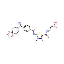 Cc1c(C(=O)NCCC(=O)O)s/c(=N\C(=O)c2ccc(C(=N)N3CCC4(CC3)OCCO4)cc2)n1C ZINC000027105636