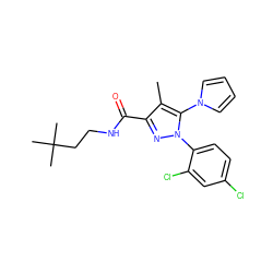 Cc1c(C(=O)NCCC(C)(C)C)nn(-c2ccc(Cl)cc2Cl)c1-n1cccc1 ZINC000066251782