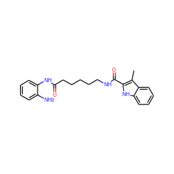 Cc1c(C(=O)NCCCCCC(=O)Nc2ccccc2N)[nH]c2ccccc12 ZINC000117586759