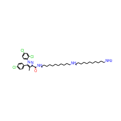 Cc1c(C(=O)NCCCCCCCCCCCNCCCCCCCCCCCN)nn(-c2ccc(Cl)cc2Cl)c1-c1ccc(Cl)cc1 ZINC000072147624