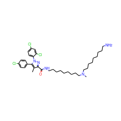 Cc1c(C(=O)NCCCCCCCCCN(C)CCCCCCCCCN)nn(-c2ccc(Cl)cc2Cl)c1-c1ccc(Cl)cc1 ZINC000072147625