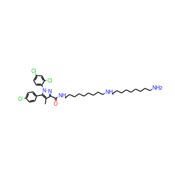 Cc1c(C(=O)NCCCCCCCCCNCCCCCCCCCN)nn(-c2ccc(Cl)cc2Cl)c1-c1ccc(Cl)cc1 ZINC000072147617