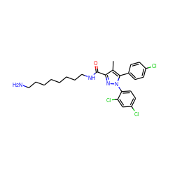 Cc1c(C(=O)NCCCCCCCCN)nn(-c2ccc(Cl)cc2Cl)c1-c1ccc(Cl)cc1 ZINC000299824175