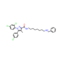 Cc1c(C(=O)NCCCCCCCCNCc2ccccc2)nn(-c2ccc(Cl)cc2Cl)c1-c1ccc(Cl)cc1 ZINC000299830654