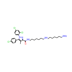 Cc1c(C(=O)NCCCCCCCNCCCCCCCN)nn(-c2ccc(Cl)cc2Cl)c1-c1ccc(Cl)cc1 ZINC000064527727